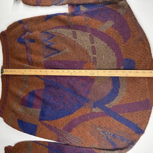 Vintage Vivaldi Cardigan Sweater Size L Abstract Coogi Style 80s Alpaca Italy - Picture 6 of 10
